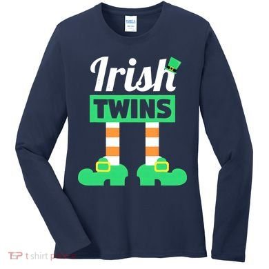 Irish Twins Tee Funny Matching St Patricks Day Twins Women's Long Sleeve Shirt
