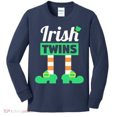 Irish Twins Tee Funny Matching St Patricks Day Twins Kids Long Sleeve Shirt