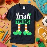 Irish Twins Tee Funny Matching St Patricks Day Twins Kids T-Shirt thumb 3