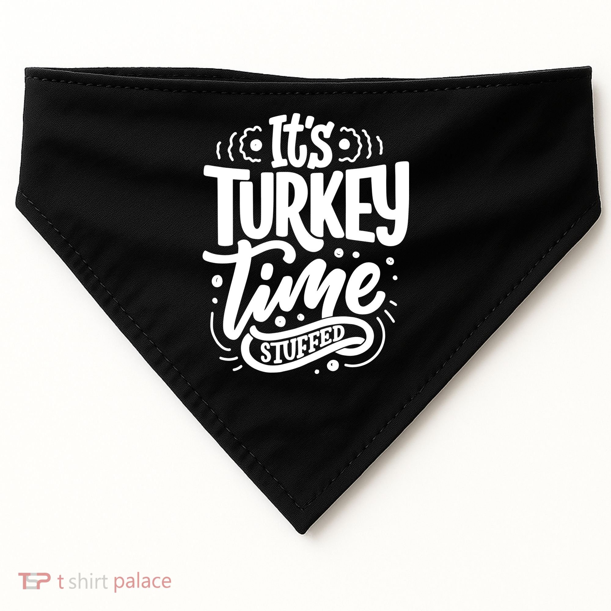 It's Turkey Time Stuffed Thanksgiving USA-Made Doggie Bandana