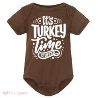 It's Turkey Time Stuffed Thanksgiving Baby Bodysuit thumb 0