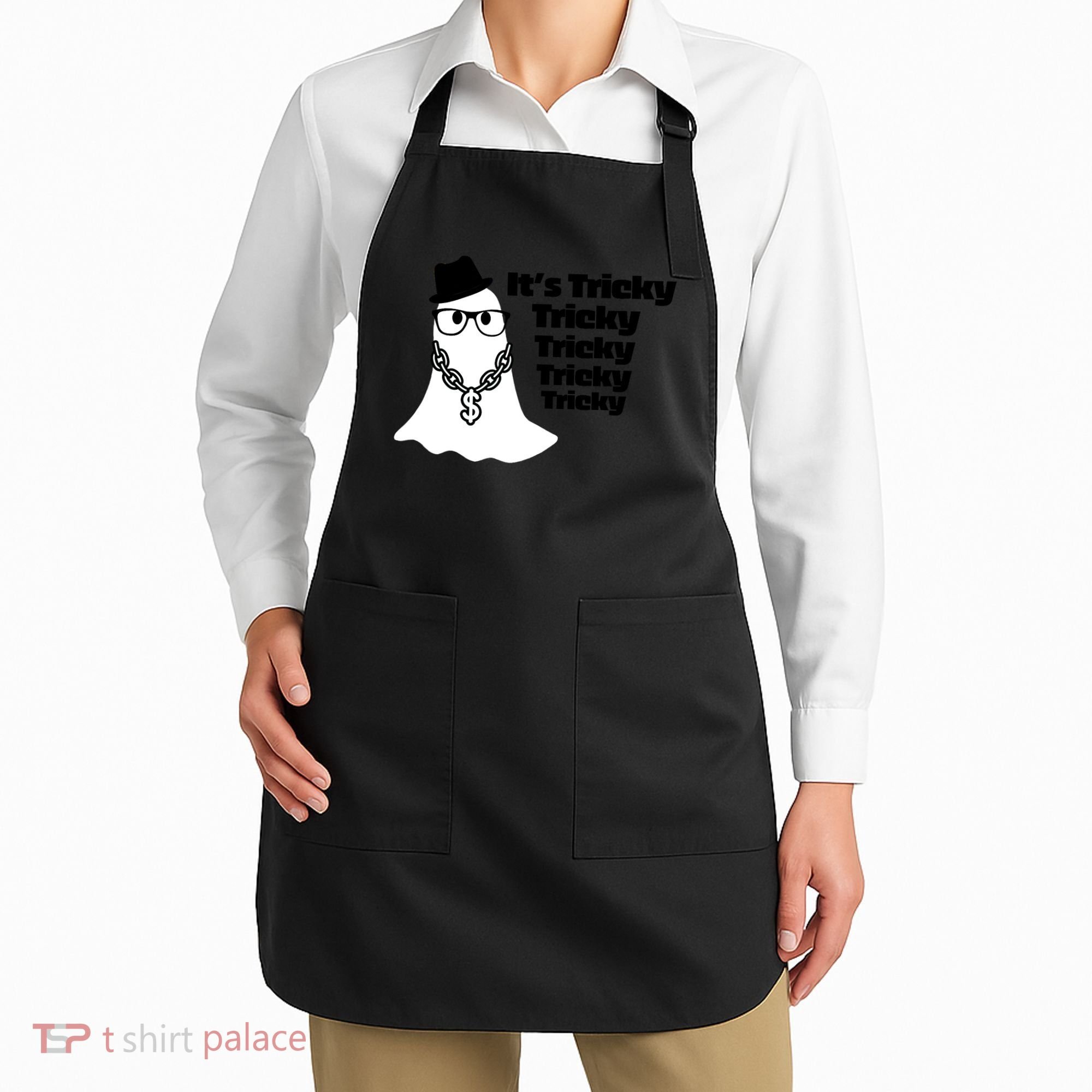 Its Tricky Tricky Tricky Ghost Boo Its Tricky Halloween Apron