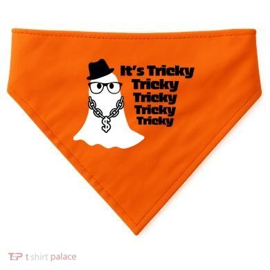 Its Tricky Tricky Tricky Ghost Boo Its Tricky Halloween USA-Made Doggie Bandana