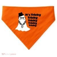 Its Tricky Tricky Tricky Ghost Boo Its Tricky Halloween USA-Made Doggie Bandana thumb 0