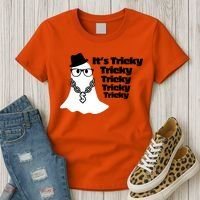 Its Tricky Tricky Tricky Ghost Boo Its Tricky Halloween Women's T-Shirt thumb 3