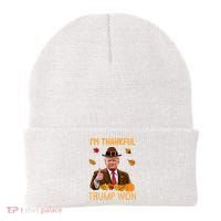 IM Thankful Trump Won Thanksgiving Turkey Fall Beanie thumb 0