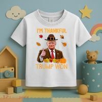 IM Thankful Trump Won Thanksgiving Turkey Fall Toddler T-Shirt thumb 3