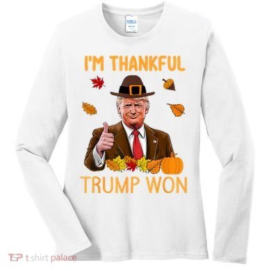 IM Thankful Trump Won Thanksgiving Turkey Fall Women's Long Sleeve Shirt