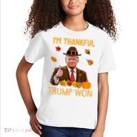 IM Thankful Trump Won Thanksgiving Turkey Fall Kids T-Shirt thumb 2