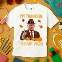 IM Thankful Trump Won Thanksgiving Turkey Fall Kids T-Shirt thumb 3