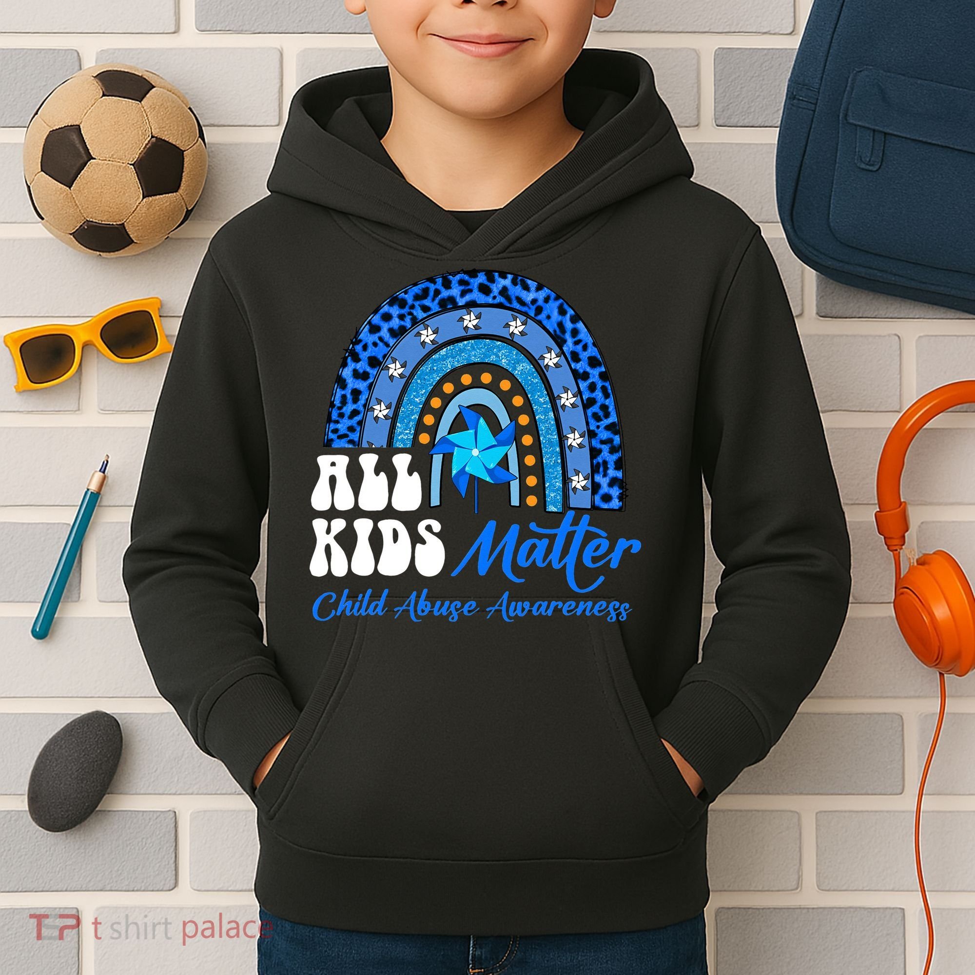 I'm Their Voice Pinwheel Child Abuse Prevention Awareness Kids Hoodie