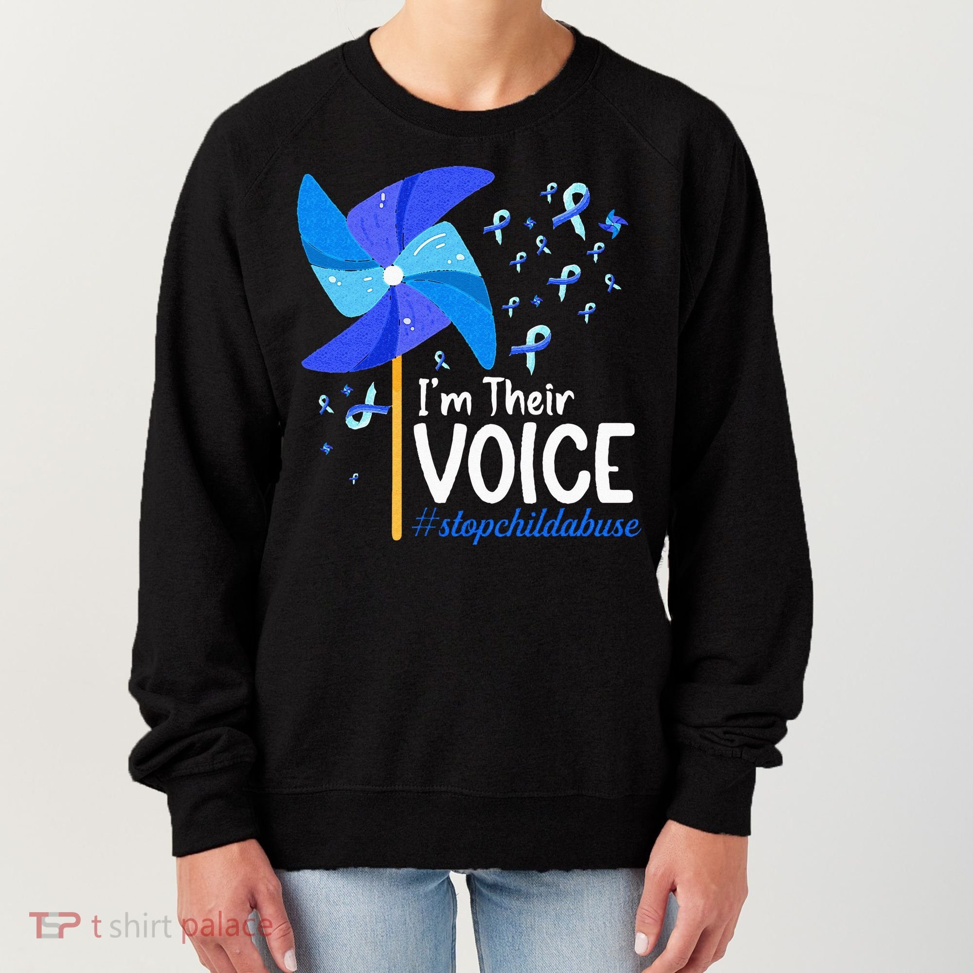 Im Their Voice Pinwheel Child Abuse Prevention Awareness Women's Sweatshirt