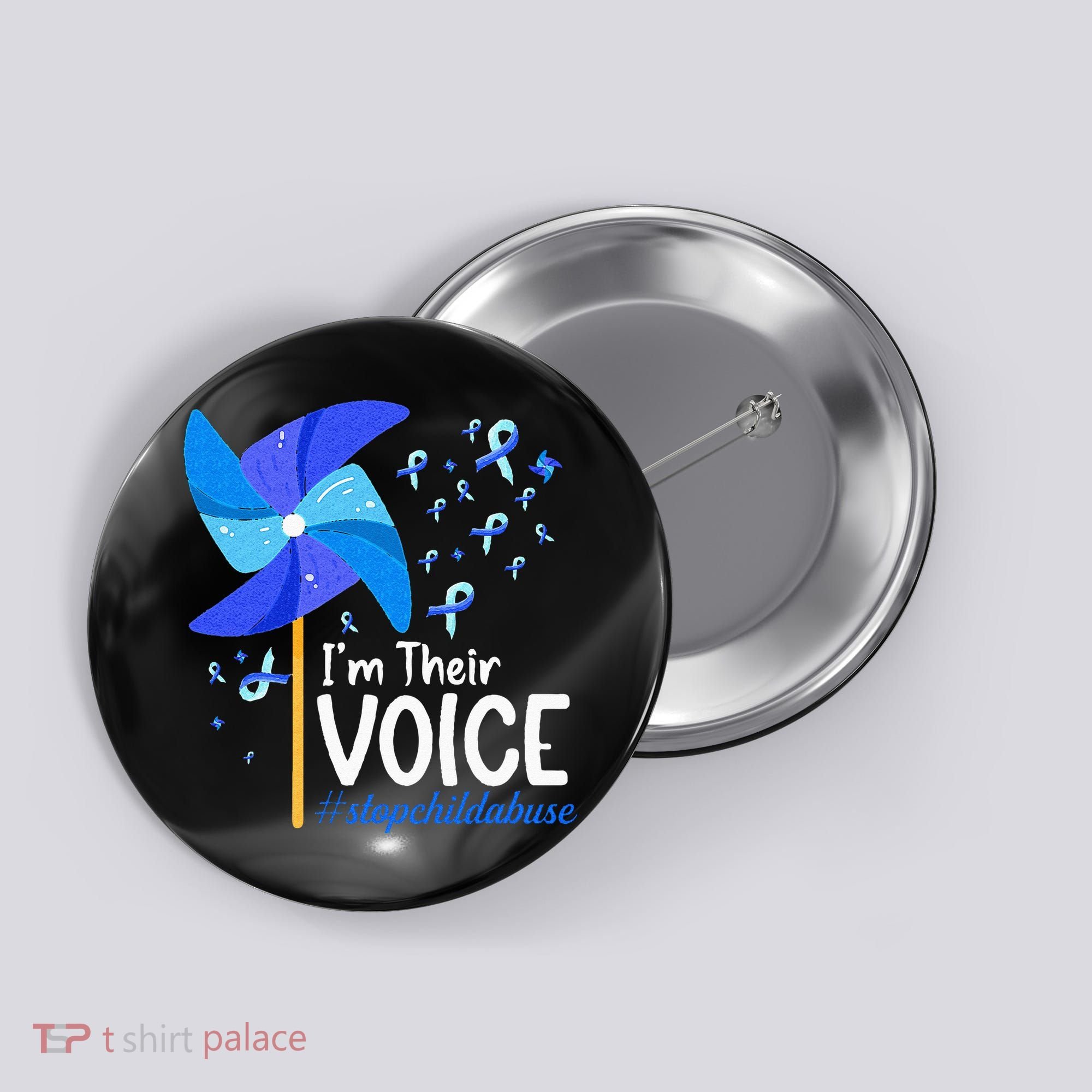 Im Their Voice Pinwheel Child Abuse Prevention Awareness Button