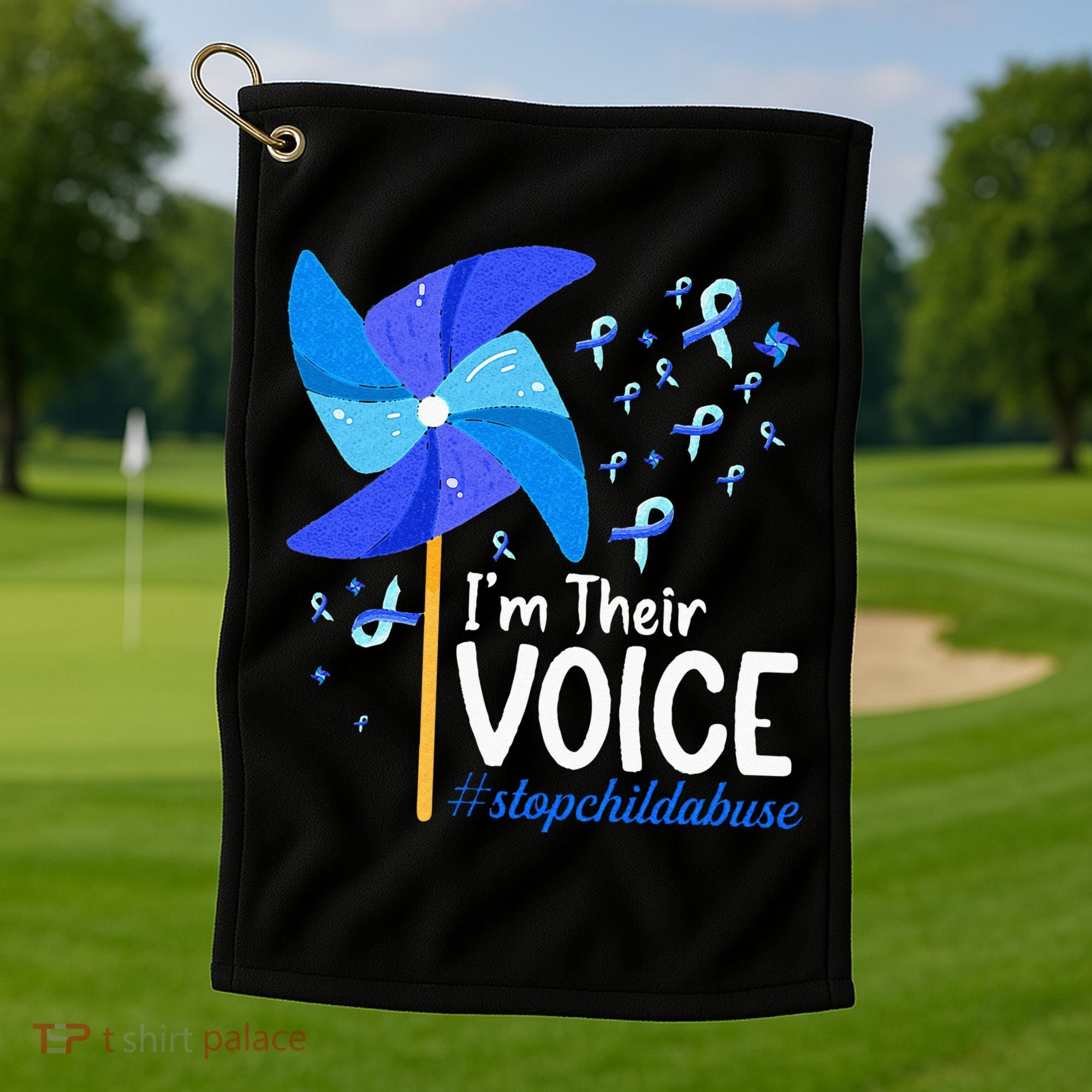 Im Their Voice Pinwheel Child Abuse Prevention Awareness Golf Towel