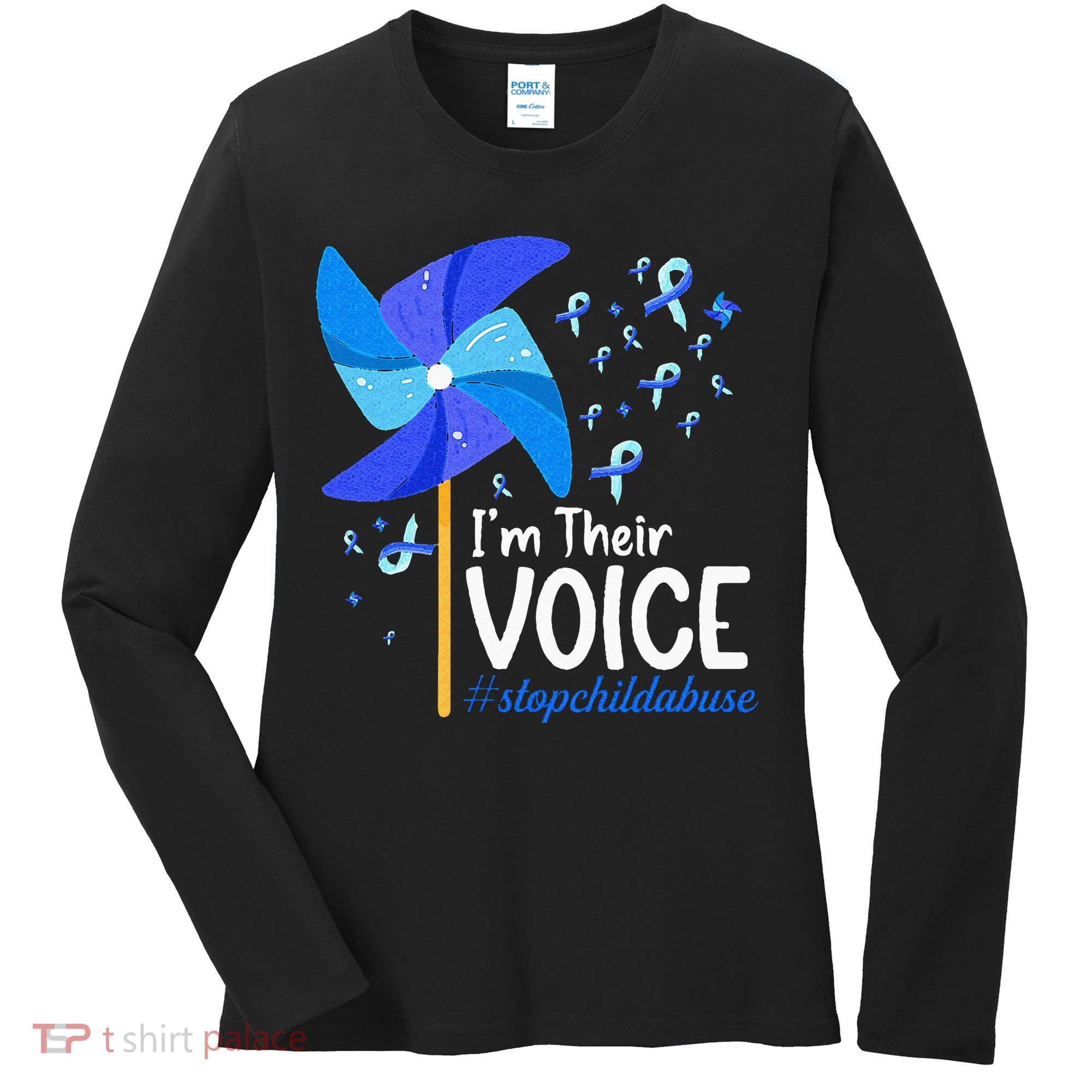 Im Their Voice Pinwheel Child Abuse Prevention Awareness Women's Long Sleeve Shirt
