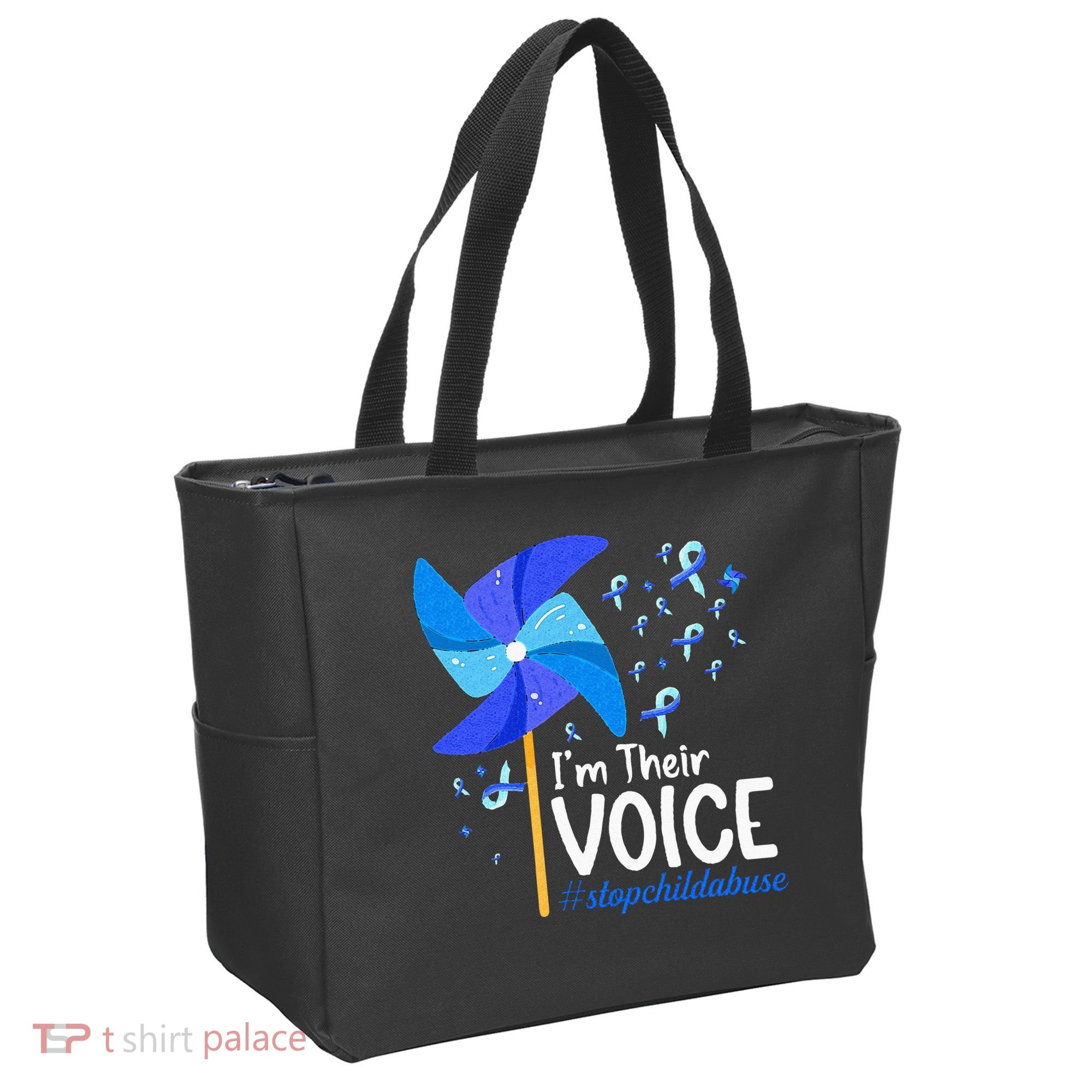 Im Their Voice Pinwheel Child Abuse Prevention Awareness Tote Bag