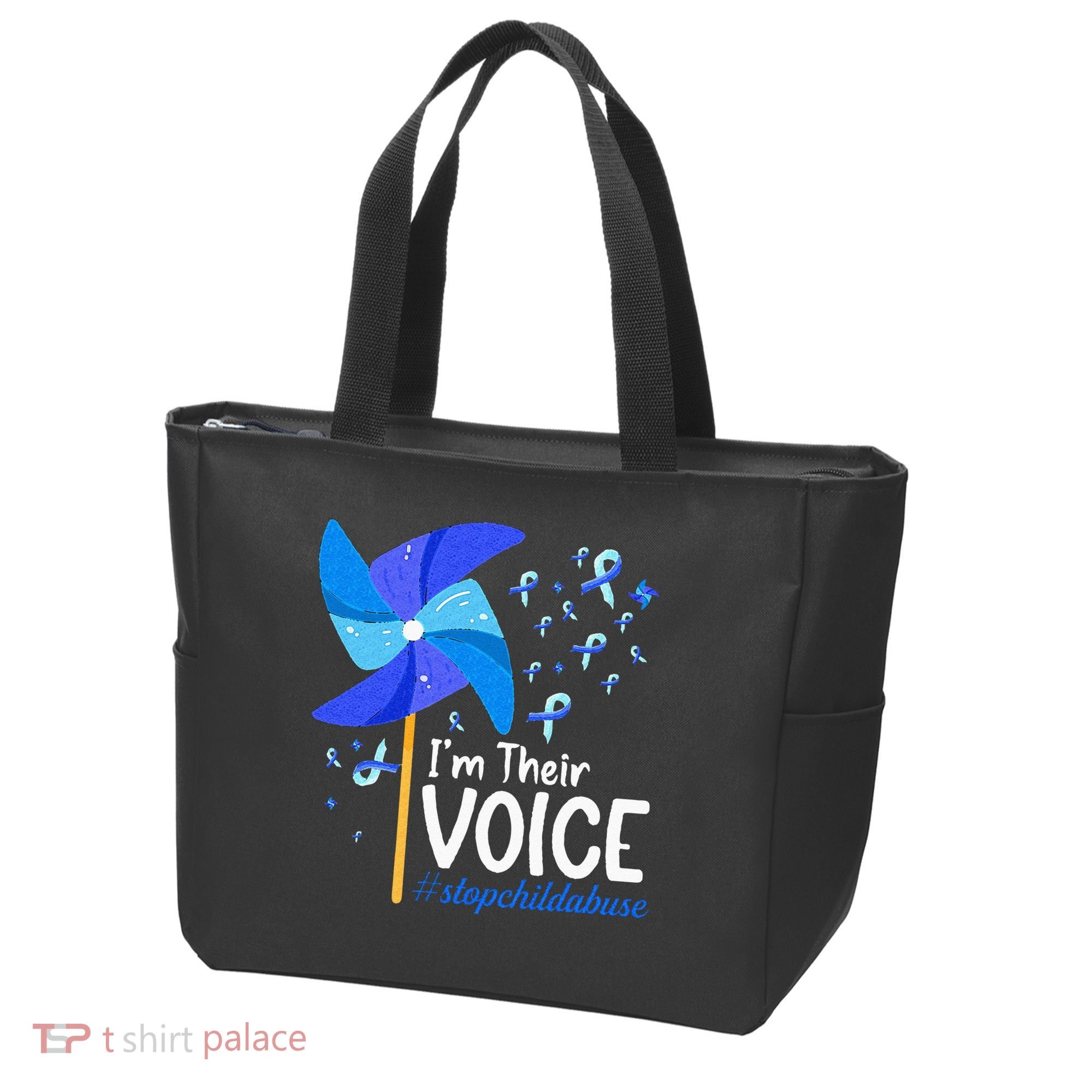 Im Their Voice Pinwheel Child Abuse Prevention Awareness Tote Bag