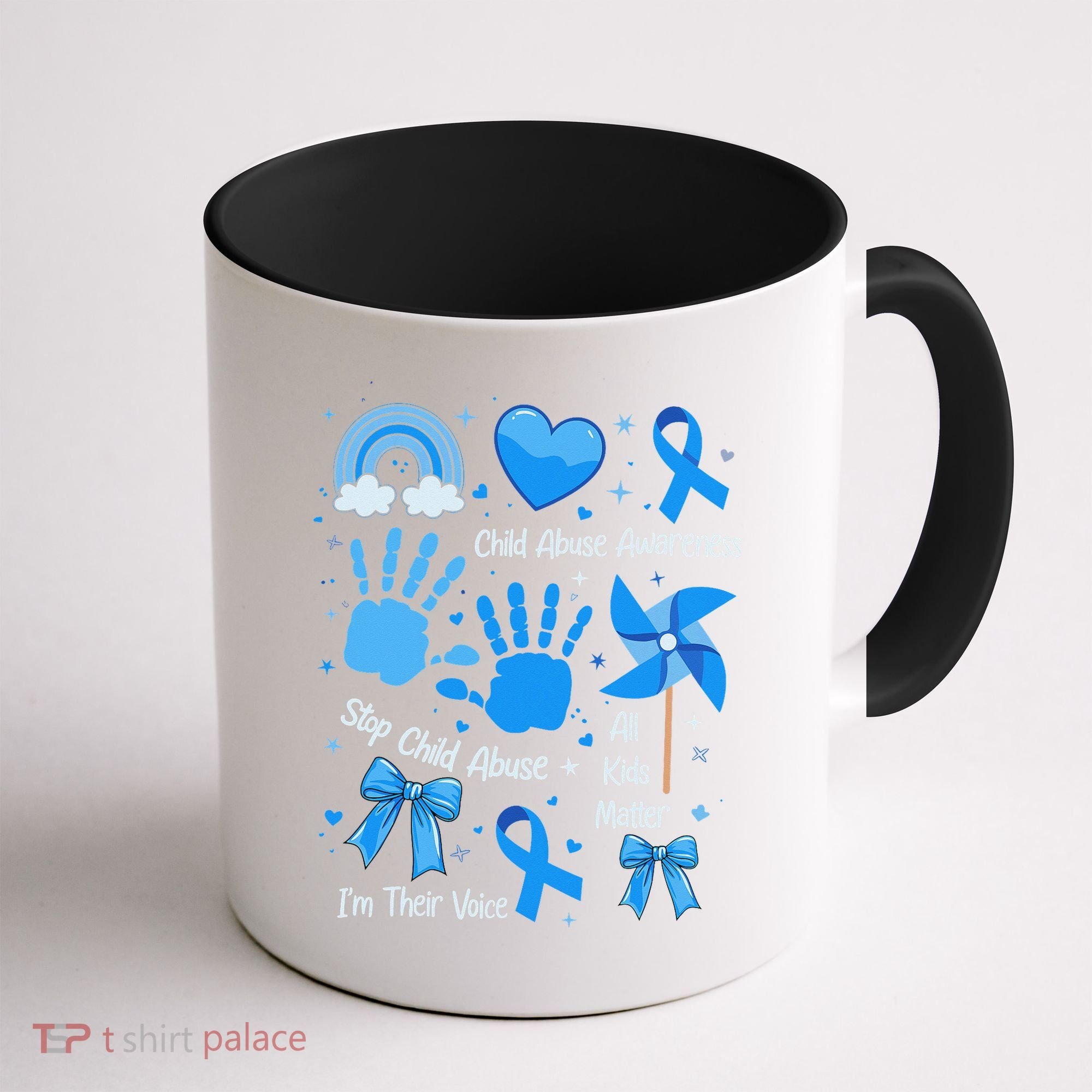 Im Their Voice Child Abuse Awareness Pinwheel Coquette Bow Coffee Mug