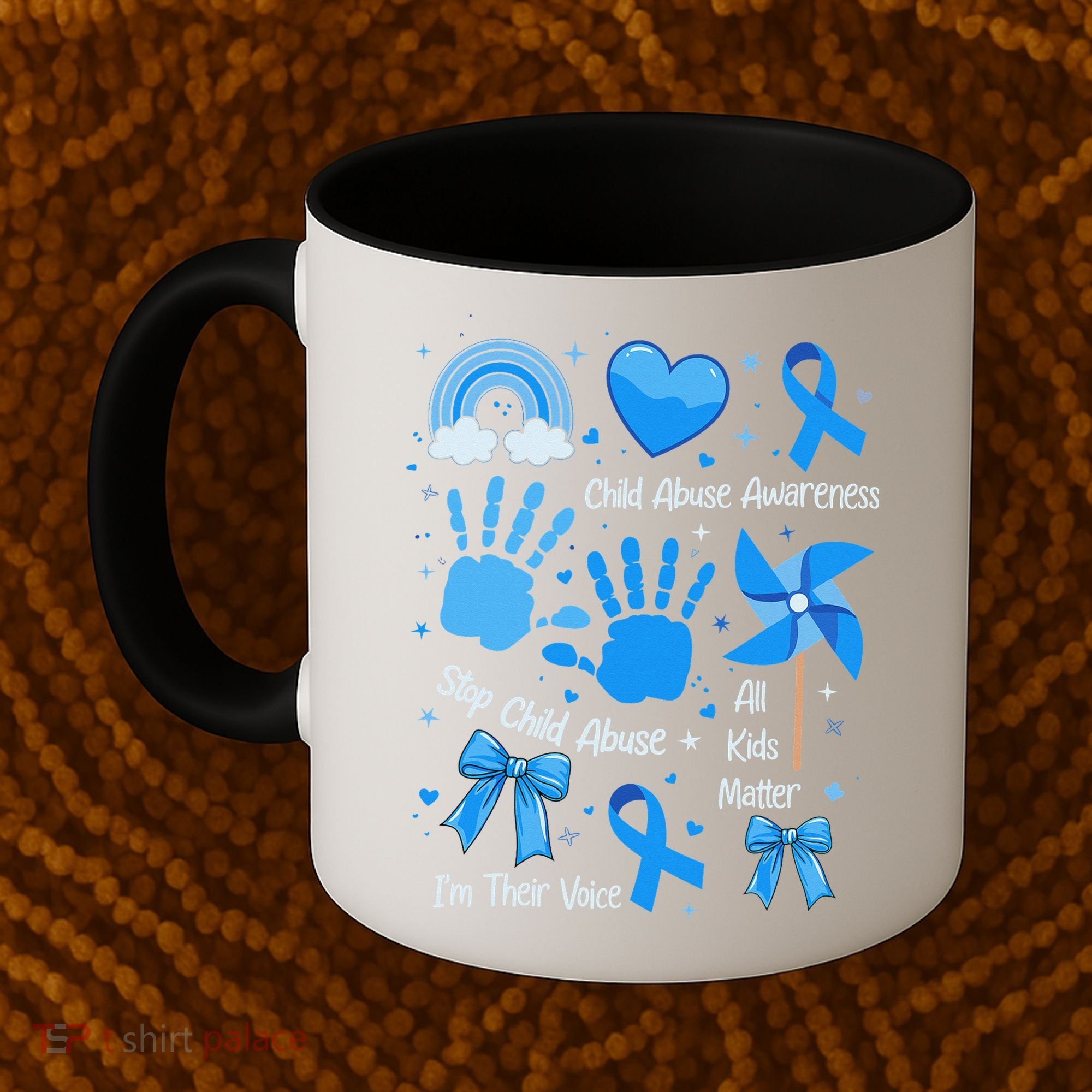 Im Their Voice Child Abuse Awareness Pinwheel Coquette Bow Coffee Mug