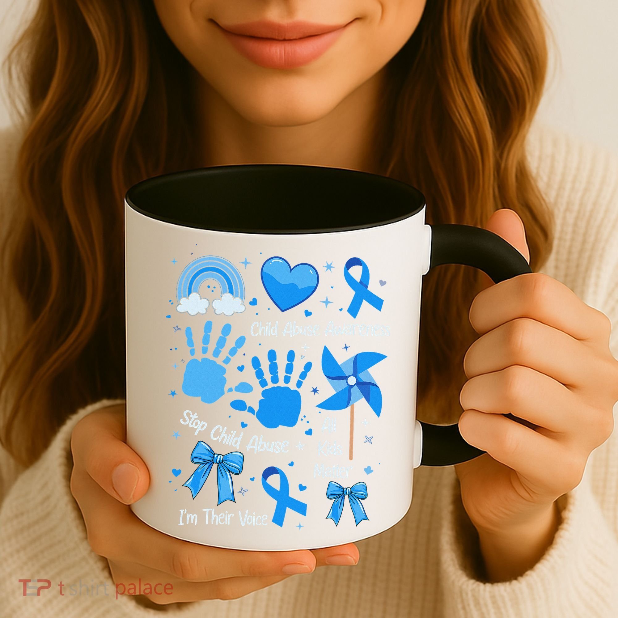 Im Their Voice Child Abuse Awareness Pinwheel Coquette Bow Coffee Mug