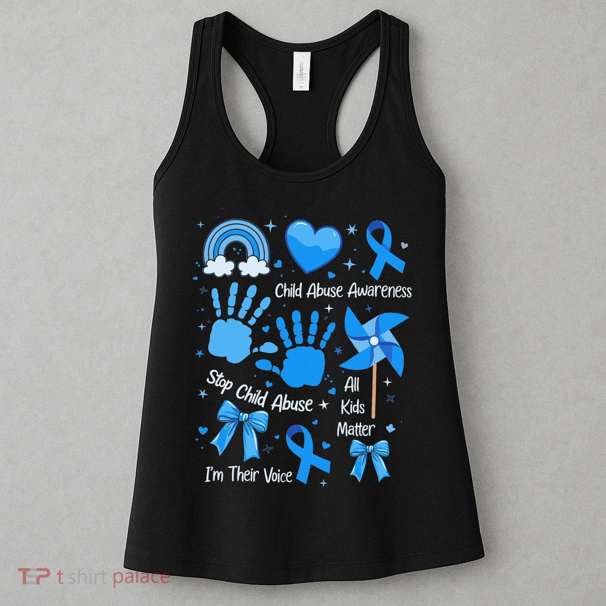 Im Their Voice Child Abuse Awareness Pinwheel Coquette Bow Women's Tank Top