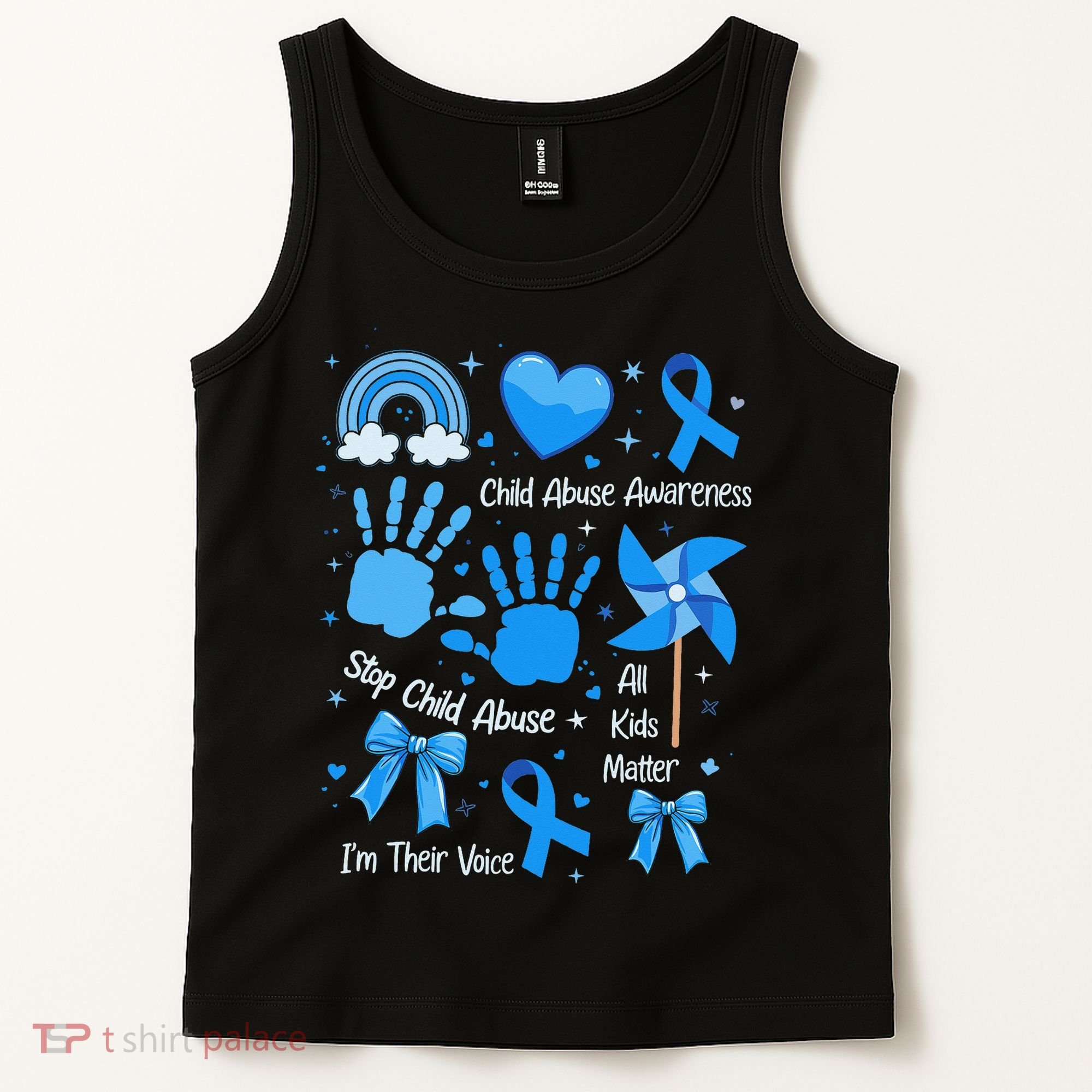 Im Their Voice Child Abuse Awareness Pinwheel Coquette Bow Tank Top