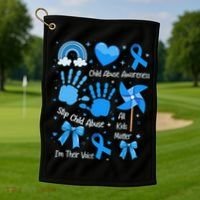 Im Their Voice Child Abuse Awareness Pinwheel Coquette Bow Golf Towel thumb 1