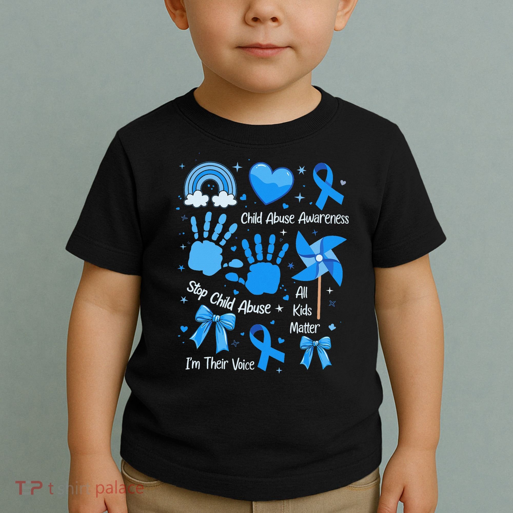 Im Their Voice Child Abuse Awareness Pinwheel Coquette Bow Toddler T-Shirt