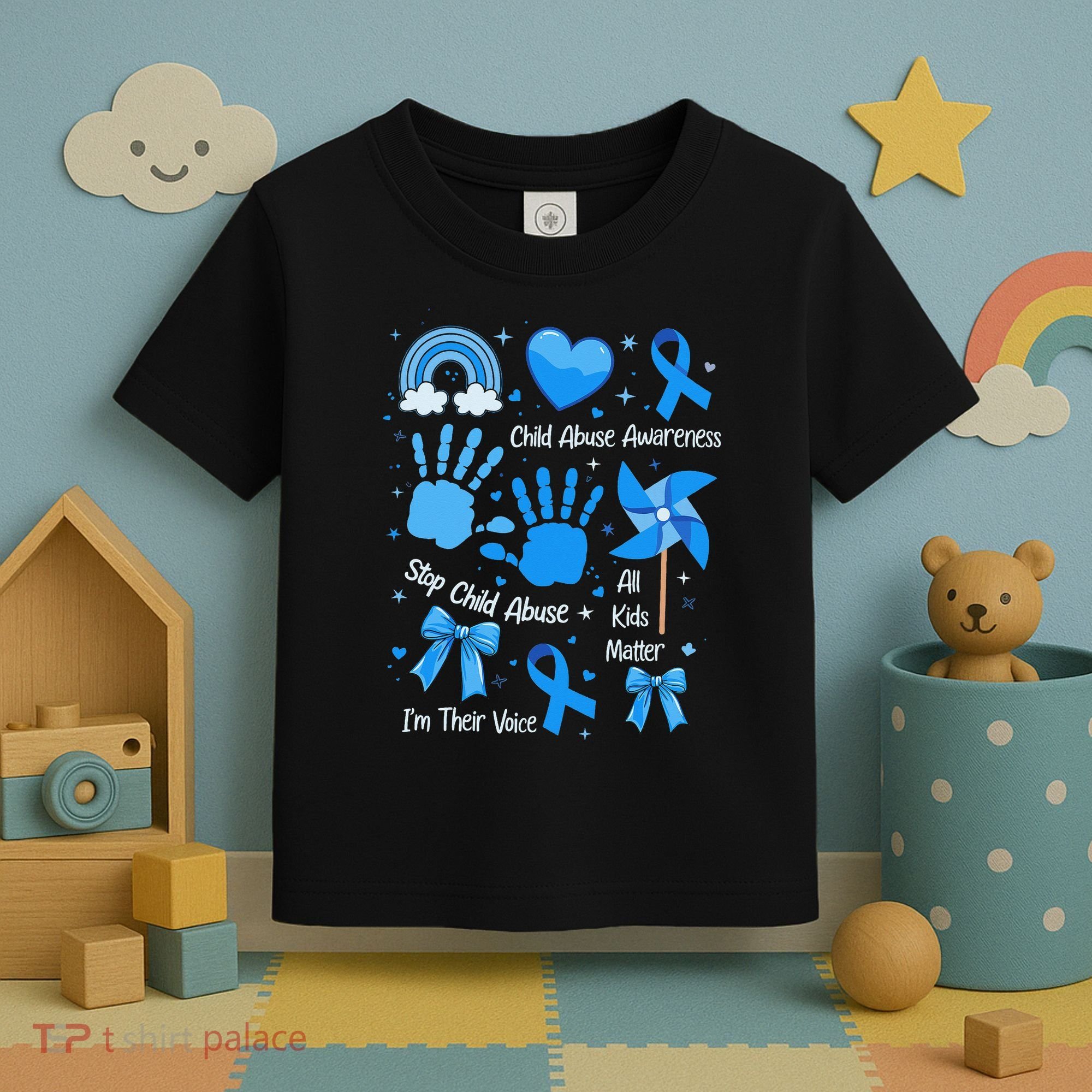 Im Their Voice Child Abuse Awareness Pinwheel Coquette Bow Toddler T-Shirt