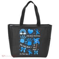 Im Their Voice Child Abuse Awareness Pinwheel Coquette Bow Tote Bag thumb 0