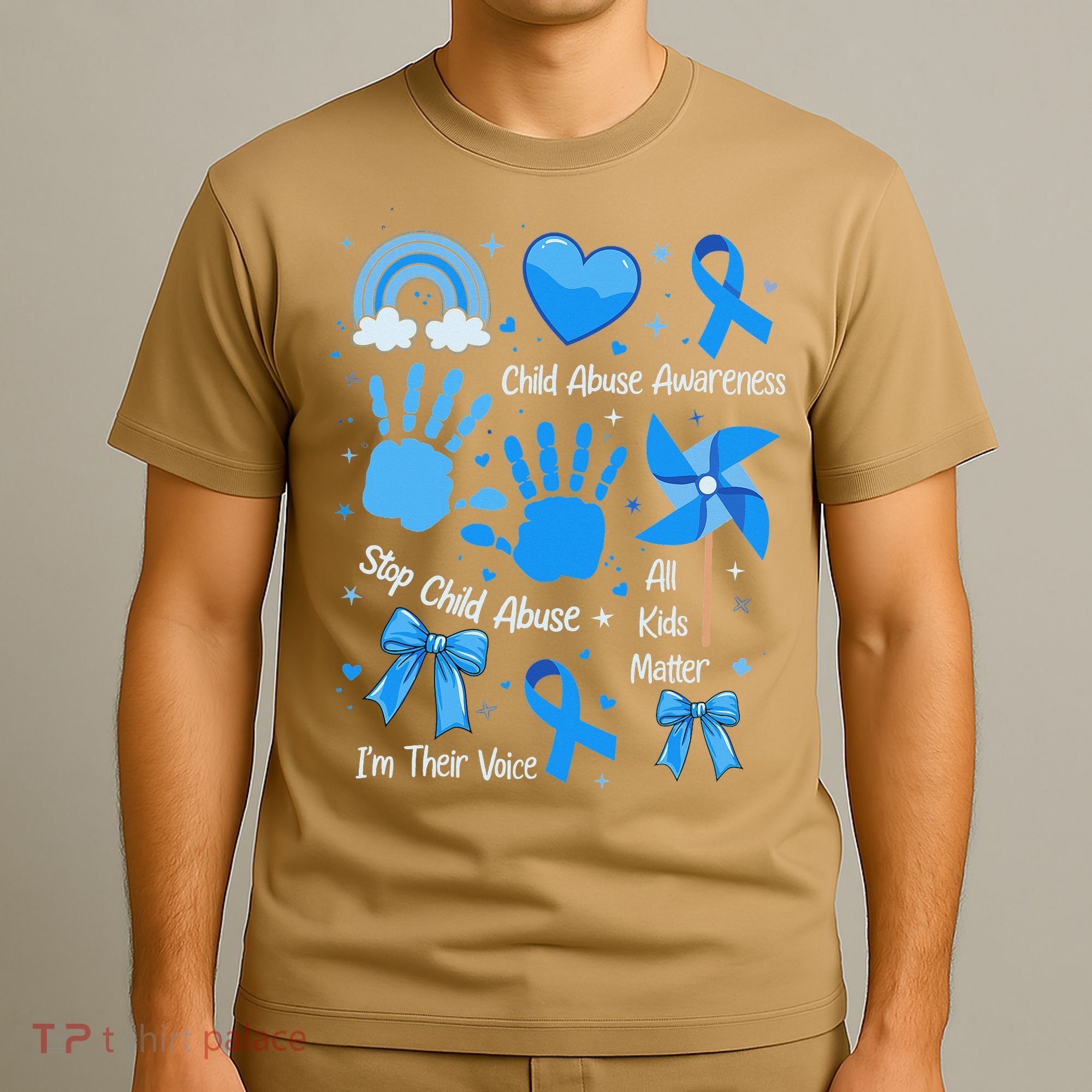 Im Their Voice Child Abuse Awareness Pinwheel Coquette Bow T-Shirt