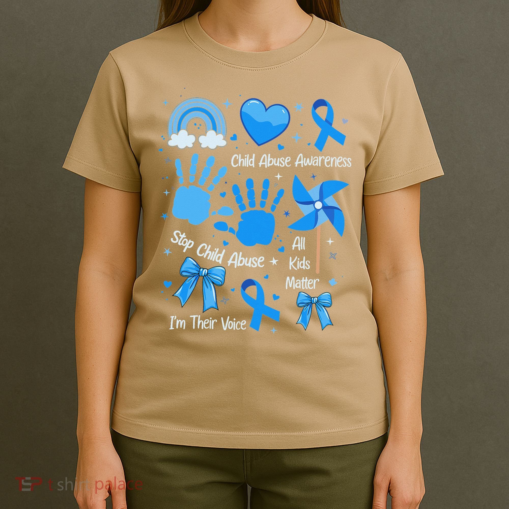Im Their Voice Child Abuse Awareness Pinwheel Coquette Bow T-Shirt