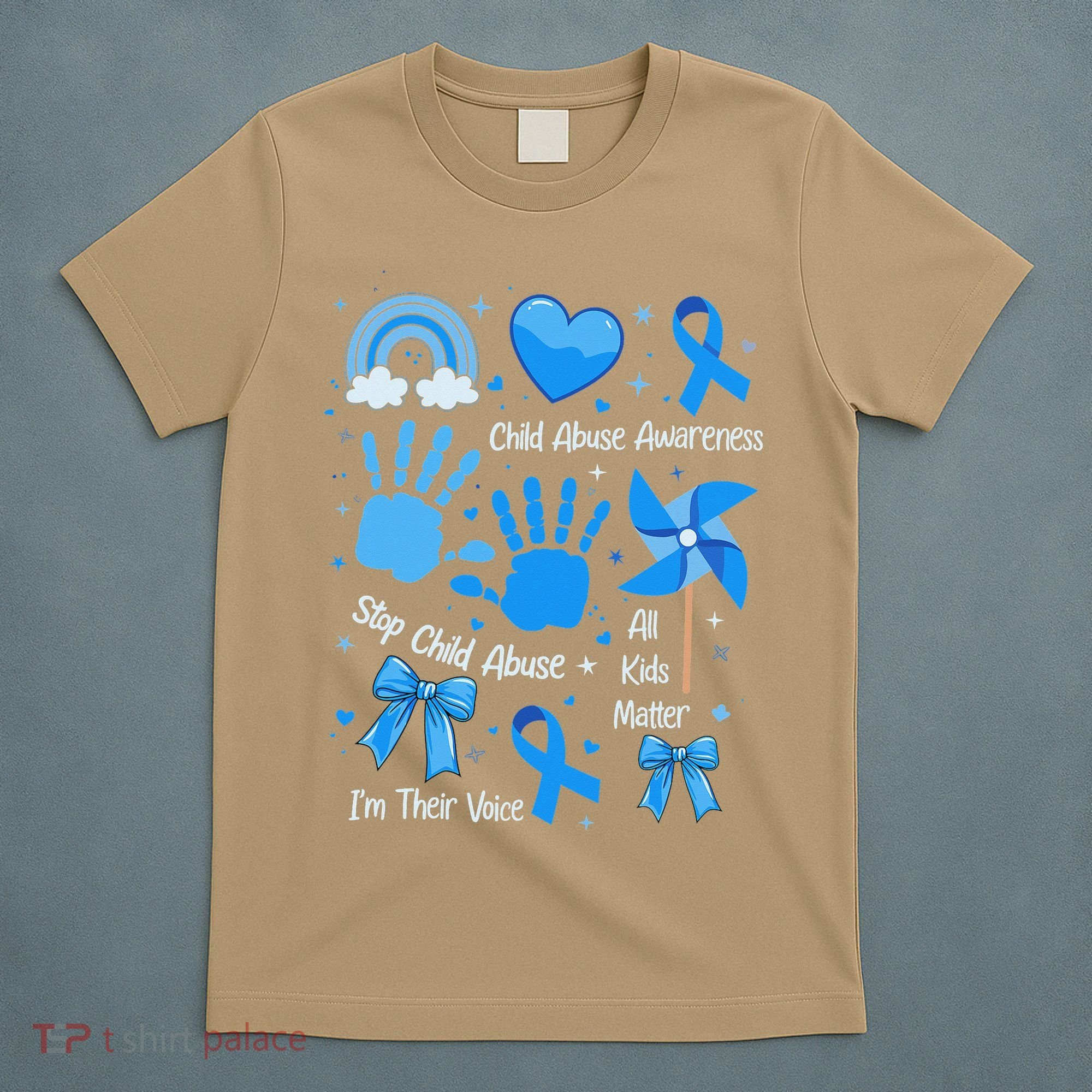 Im Their Voice Child Abuse Awareness Pinwheel Coquette Bow T-Shirt