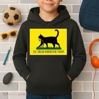 ILl Tread Wherever I Want Childless Cat Lady For Kamala Kids Hoodie thumb 2