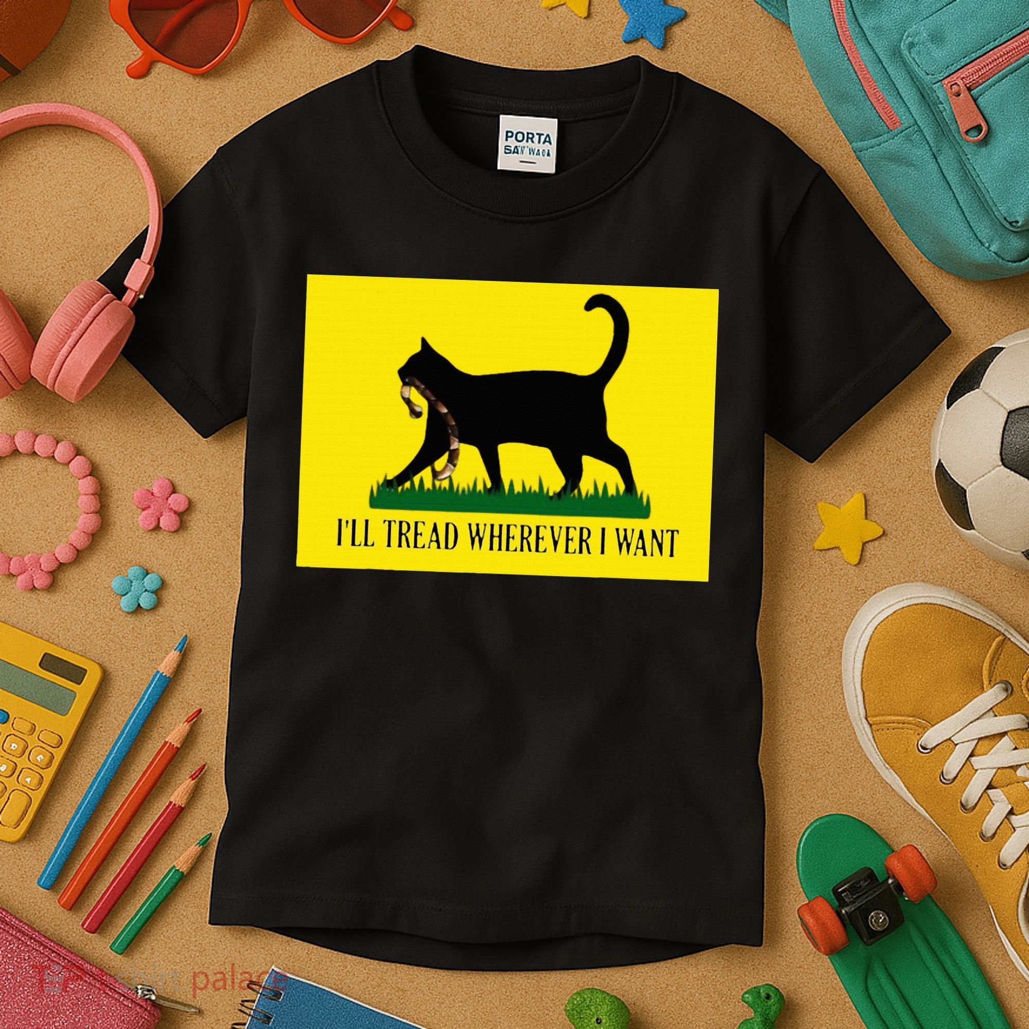 ILl Tread Wherever I Want Childless Cat Lady For Kamala Kids T-Shirt