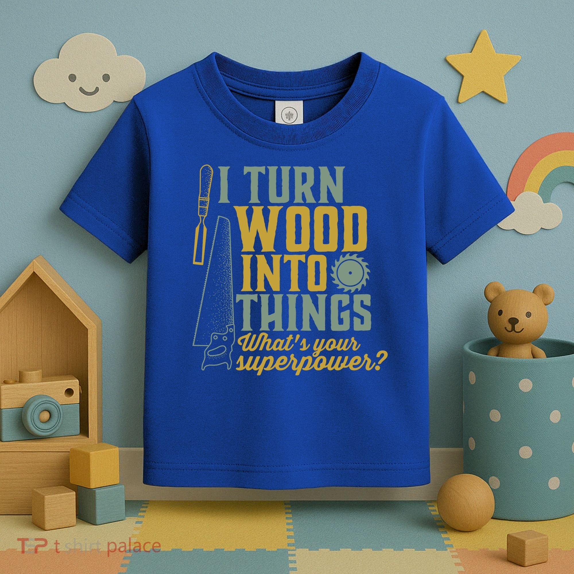 I Turn Wood Into Things Funny Woodworker Carpenter Gift Toddler T-Shirt