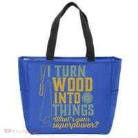 I Turn Wood Into Things Funny Woodworker Carpenter Gift Tote Bag thumb 0