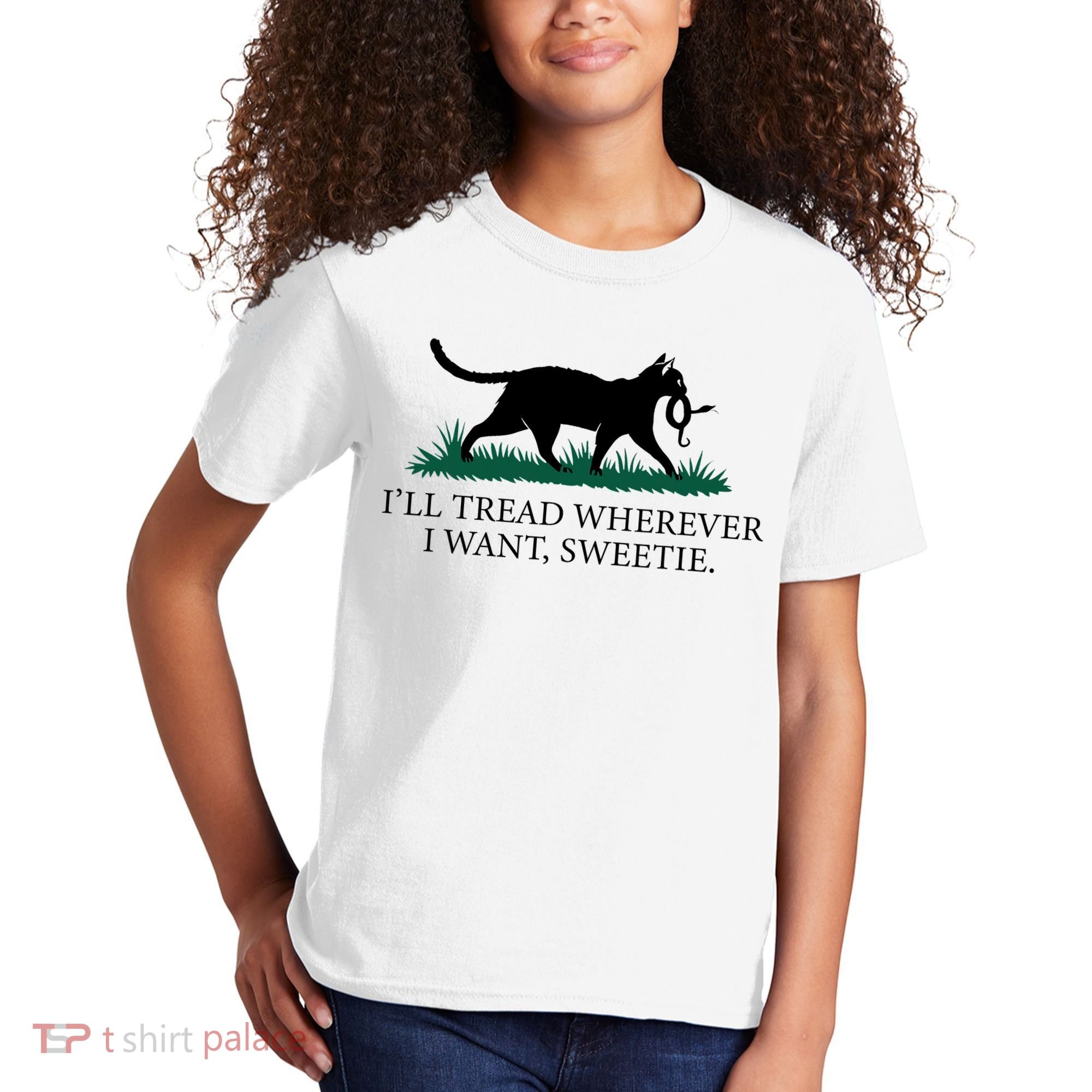 I’Ll Tread Wherever I Want Sweetie Cat Lady Kids T-Shirt