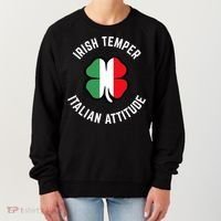Irish Temperr With An Italian Attitude Clover St Patrick Day Women's Sweatshirt thumb 0
