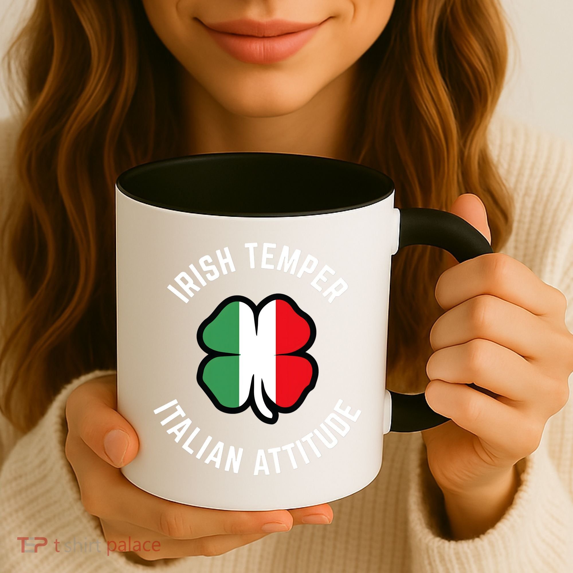 Irish Temperr With An Italian Attitude Clover St Patrick Day Coffee Mug