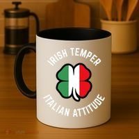 Irish Temperr With An Italian Attitude Clover St Patrick Day Coffee Mug thumb 4