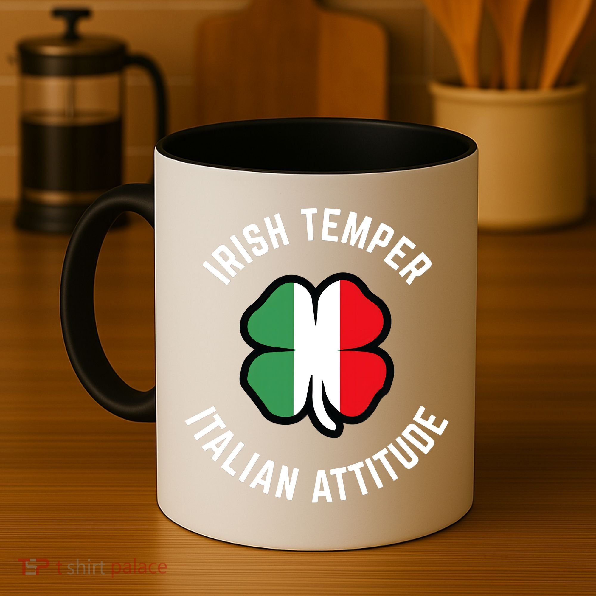 Irish Temperr With An Italian Attitude Clover St Patrick Day Coffee Mug