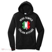 Irish Temperr With An Italian Attitude Clover St Patrick Day Women's Hoodie thumb 0