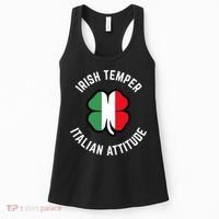 Irish Temperr With An Italian Attitude Clover St Patrick Day Women's Tank Top thumb 0