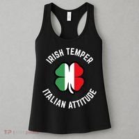 Irish Temperr With An Italian Attitude Clover St Patrick Day Women's Tank Top thumb 3