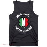 Irish Temperr With An Italian Attitude Clover St Patrick Day Tank Top thumb 0