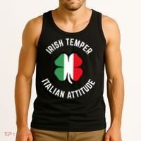 Irish Temperr With An Italian Attitude Clover St Patrick Day Tank Top thumb 3