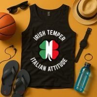 Irish Temperr With An Italian Attitude Clover St Patrick Day Tank Top thumb 4