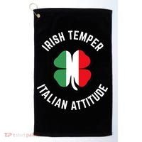 Irish Temperr With An Italian Attitude Clover St Patrick Day Golf Towel thumb 0