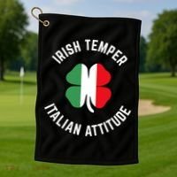 Irish Temperr With An Italian Attitude Clover St Patrick Day Golf Towel thumb 1